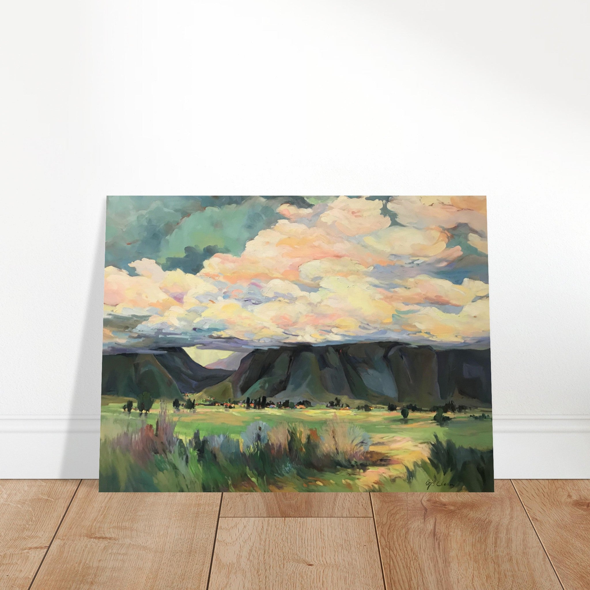 'Sky Valley Road' Landscape I 18x24 Museum-Quality Matte Paper Poster | Original Artwork by American Artist Barbara Cleary