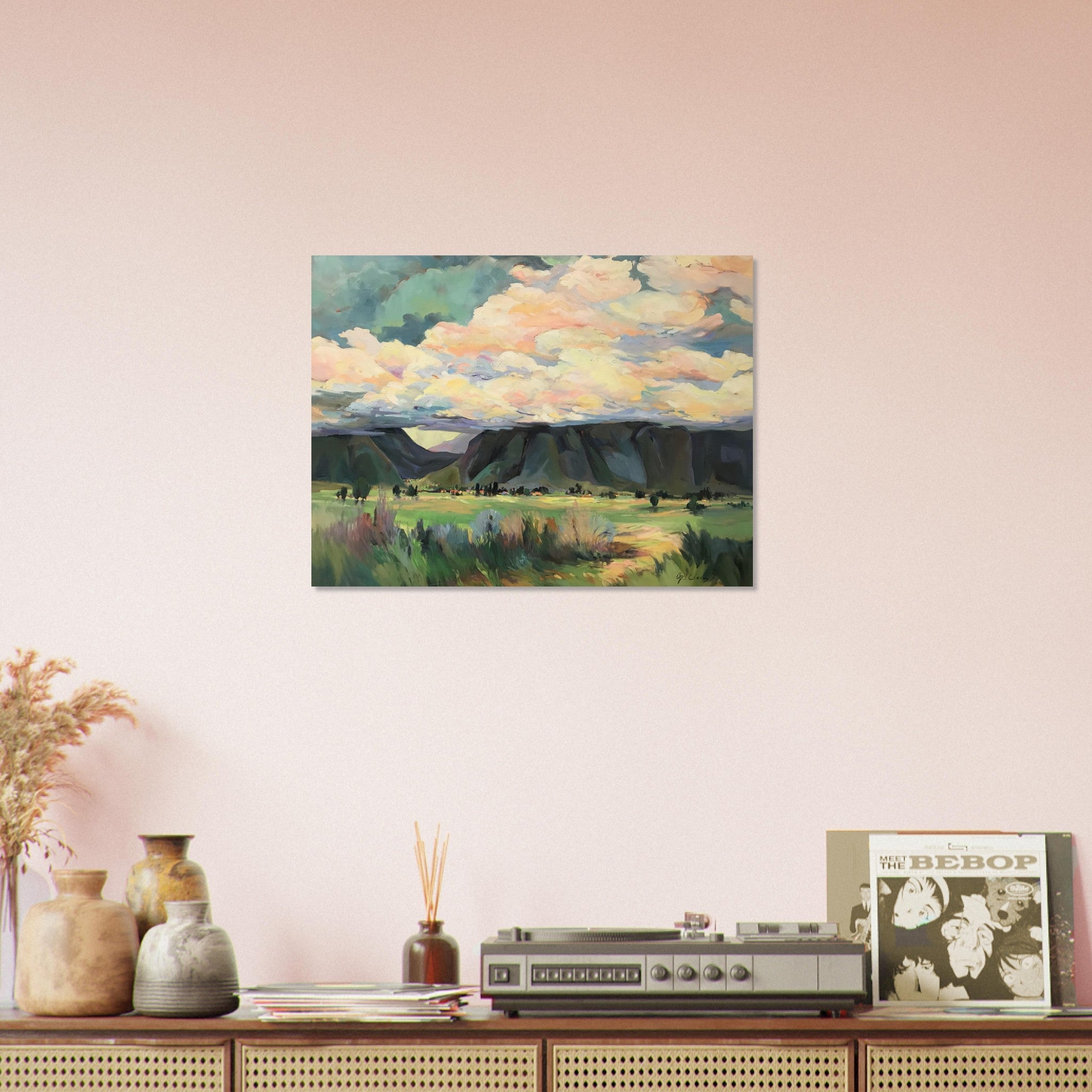 'Sky Valley Road' Landscape I 18x24 Museum-Quality Matte Paper Poster | Original Artwork by American Artist Barbara Cleary