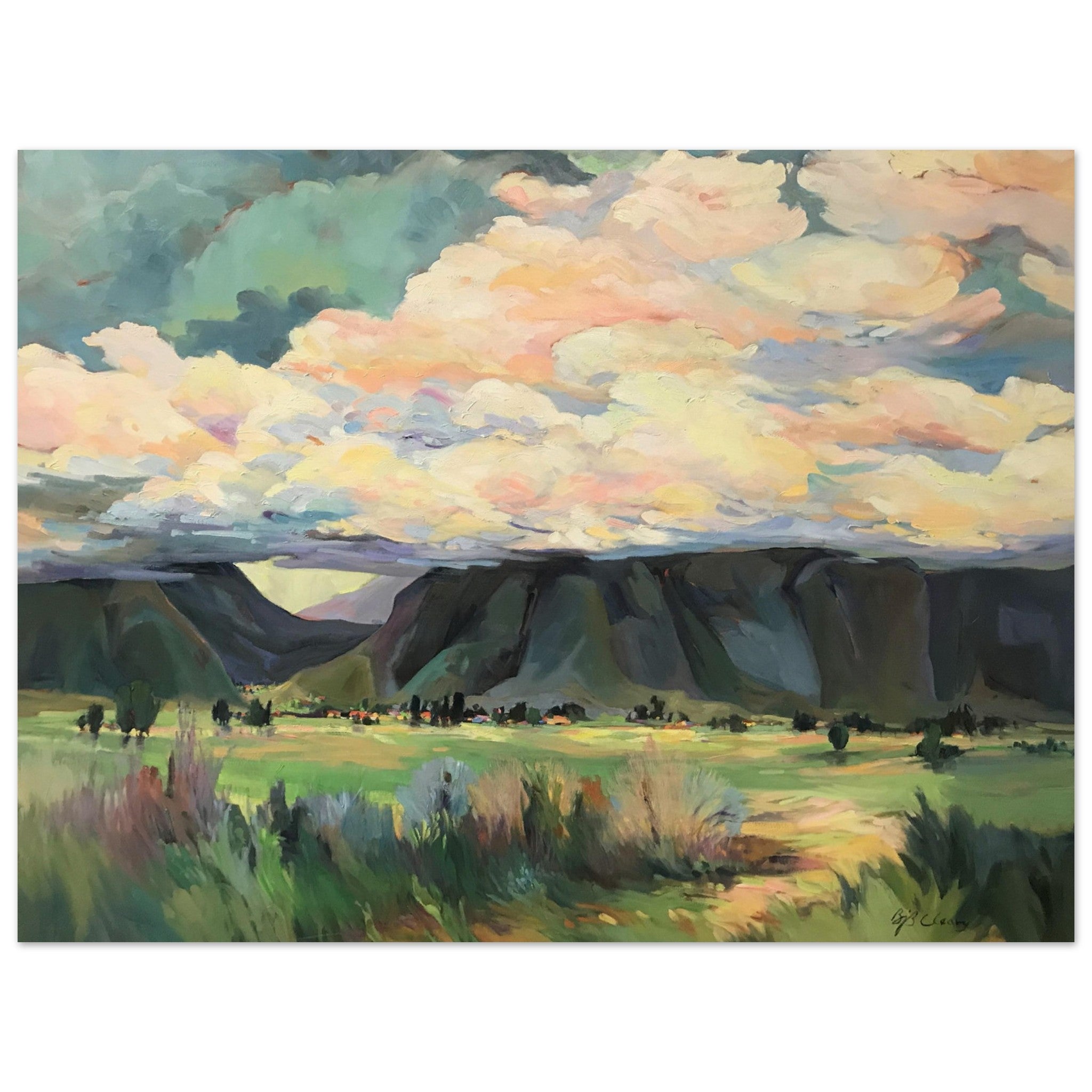 'Sky Valley Road' Landscape I 18x24 Museum-Quality Matte Paper Poster | Original Artwork by American Artist Barbara Cleary